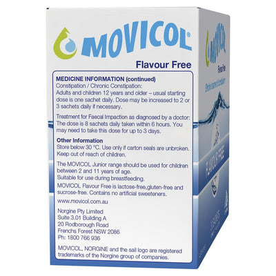 Movicol Adult Flavour Free 30 Sachets - Effective Constipation Relief
