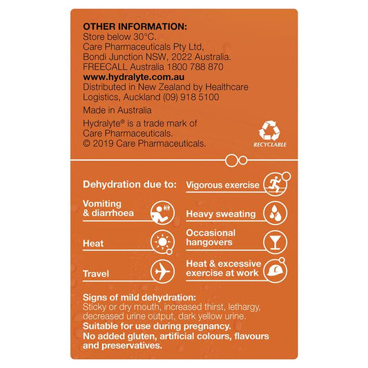 Hydralyte Orange Oral Rehydration Sachets - 4.9g x 24-Auzzi Store