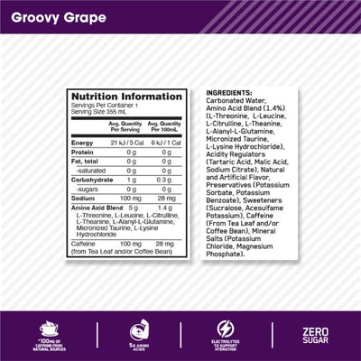 Optimum Nutrition Amino Energy Sparkling + Electrolytes Grape 355ml - Energize & Hydrate