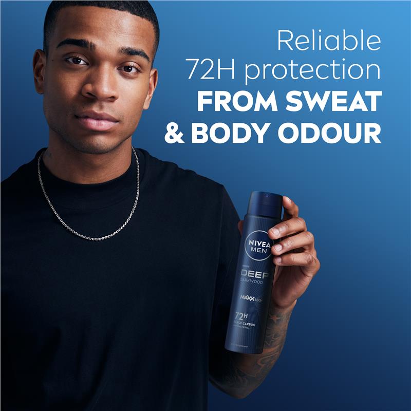 NIVEA MEN Deep Darkwood Aerosol Deodorant, 72H Protection, 250ml