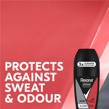 Rexona Men Clinical Sport Roll-On Antiperspirant, 50ml, 96h Protection