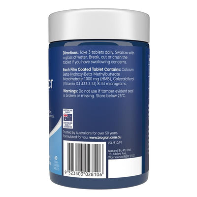 Bioglan Muscle Protect HMB + D3 - 60 Tablets for Enhanced Muscle Strength