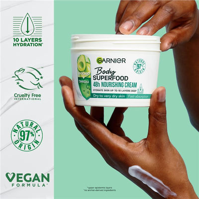 Garnier Body Superfood Avocado & Omega 6 Nourishing Cream 380ml - Deep Hydration for Dry Skin