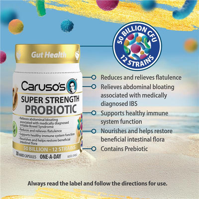 Caruso's Super Strength Probiotic 30 Capsules - Gut Health Support