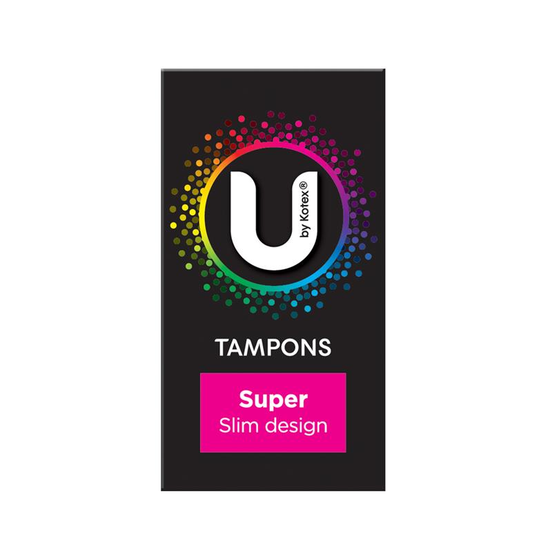 U by Kotex Super Slim Tampons 16-tempons, 14g Absorbency for Heavy Flow