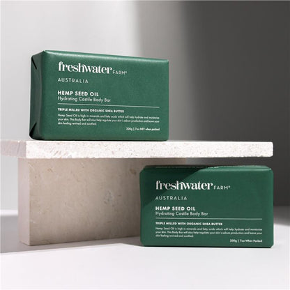 Freshwater Farm Hemp Body Bar 200g – Hydrating Olive & Shea Butter, Triple-Milled