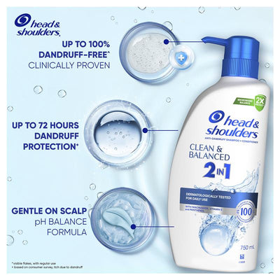 Head & Shoulders Clean & Balanced 2in1 Shampoo & Conditioner - 750ml