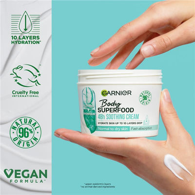 Garnier Body Superfood Aloe Vera & Magnesium Nourishing Cream 380ml - Ultimate Hydration for Normal to Dry Skin