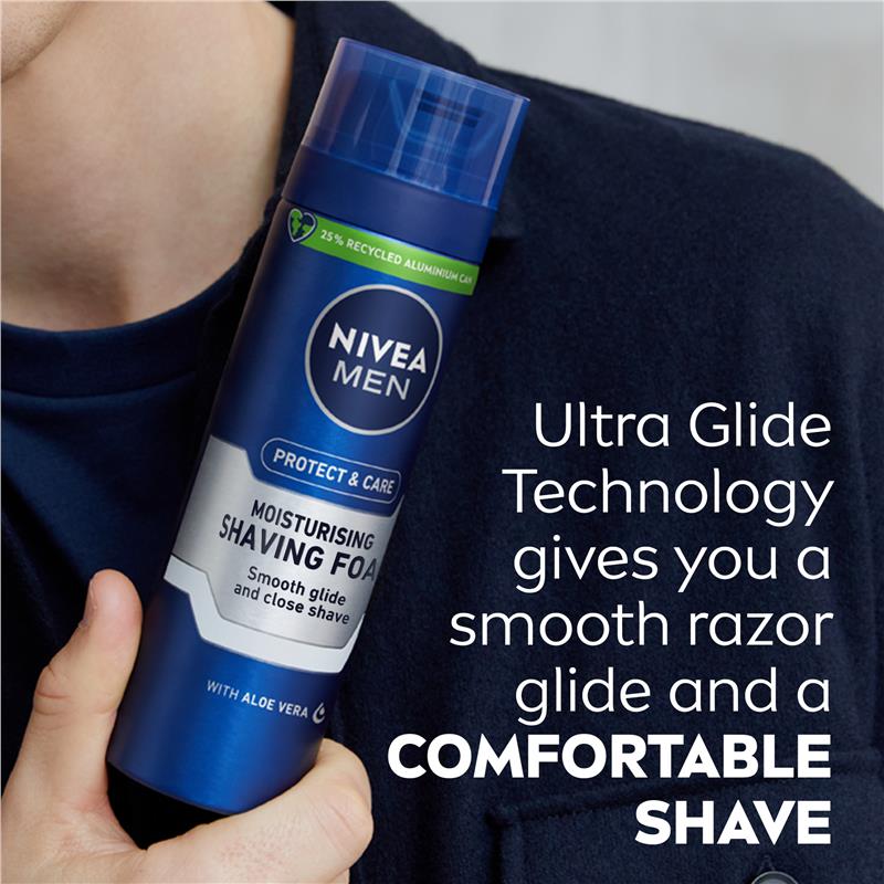 NIVEA MEN Shaving Foam Moisturizing with Aloe Vera & Ultra Glide, 200ml