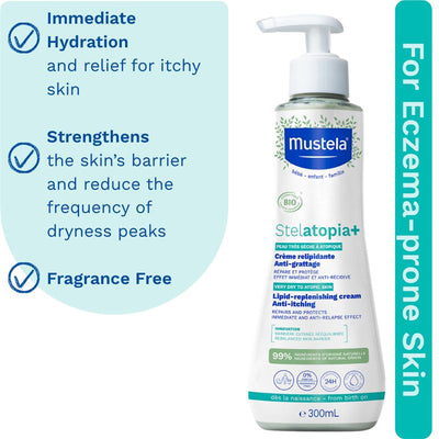 Mustela Stelatopia+ Lipid Replenishing Cream 300ml - Family-Friendly Moisturizer