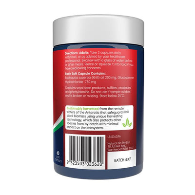 Bioglan Red Krill Oil with Glucosamine for Joint Health – 60 Capsules