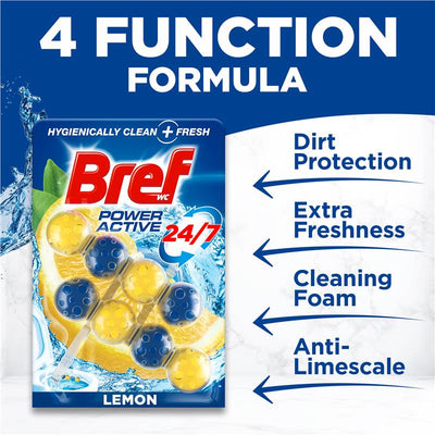 Bref Power Active Toilet Cleaner Block Lemon Twin Pack 100g - Fresh Citrus Clean