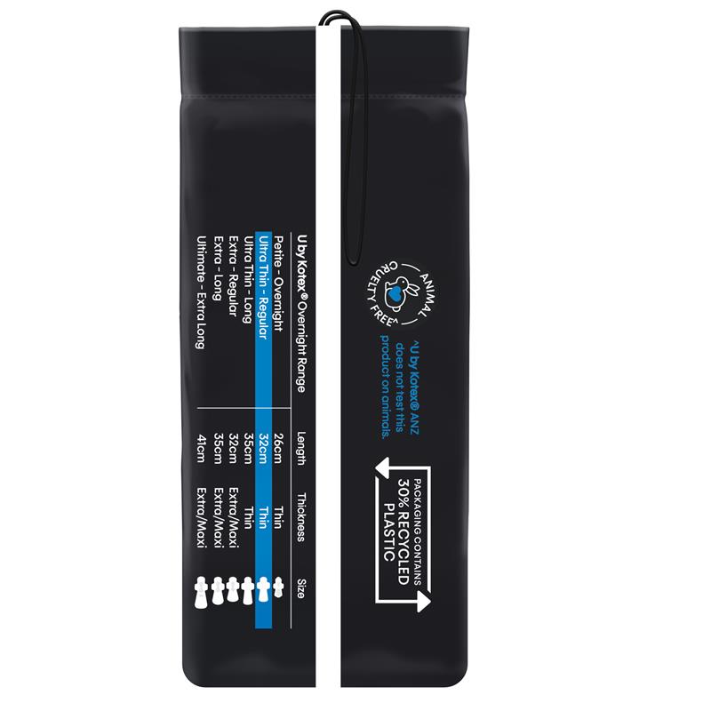 U by Kotex Overnight Ultrathin Regular Pads with Wings, 10 Pads