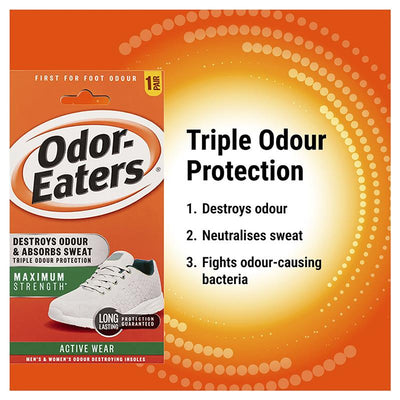 Odor-Eaters Active Wear Max Strength Sports Insoles, Charcoal & Anti-Odor, 1 Pair