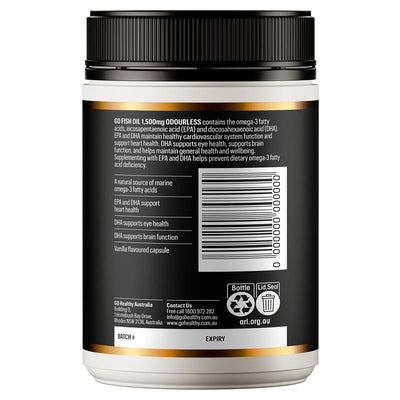 GO Healthy Fish Oil 1500mg Odourless 210 Capsules - Omega-3 for Heart & Brain Health