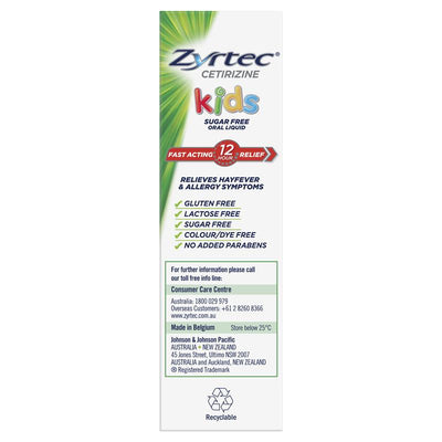 Zyrtec Kids Antihistamine Allergy & Hayfever Oral Liquid - Grape 60mL