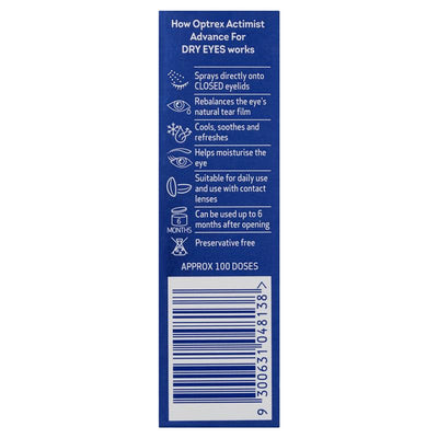 Optrex Advance Actimist Preservative Free Dry Eye Spray - 10ml
