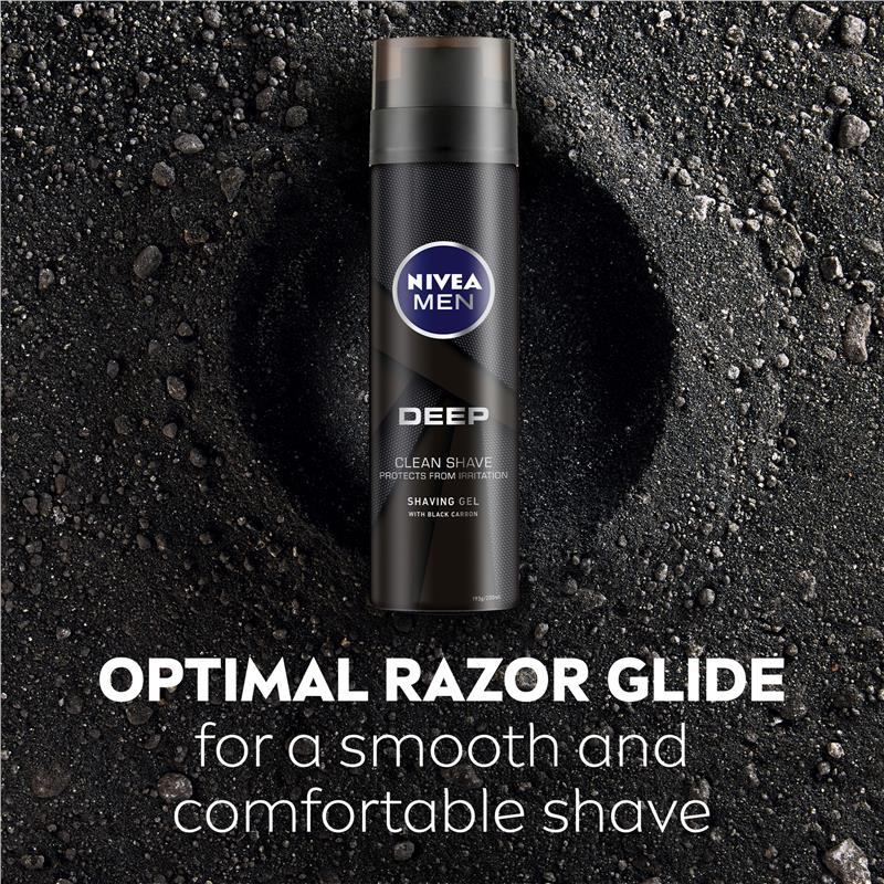 NIVEA MEN Charcoal Deep Shave Gel 200ml – Smooth Glide