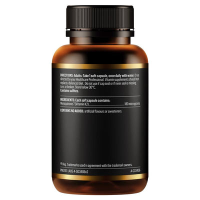 Go Healthy K2 Menaquinone 7 180mcg Bone Health Supplement 30 Capsules