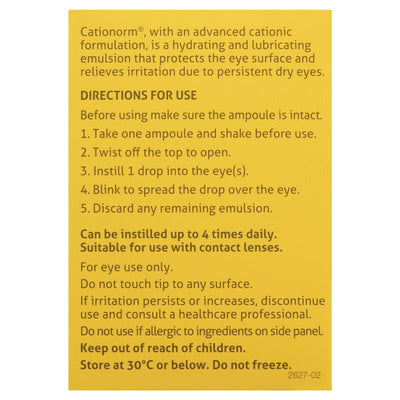 Cationorm Preservative Free Eye Drops 0.4ml x 30 Vials - Dry Eye Relief