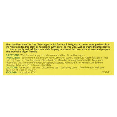 Thursday Plantation Tea Tree Cleansing Acne Bar for Face & Body 95g