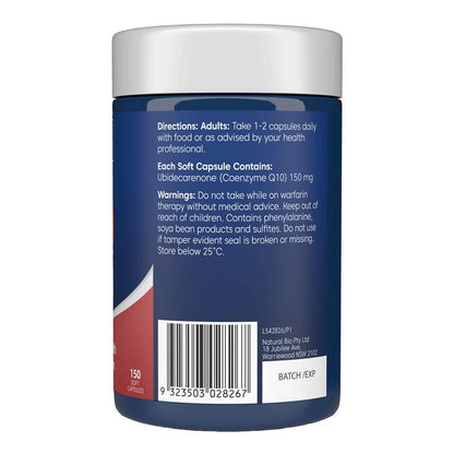 Bioglan Coenzyme Q10 150mg Capsules – 150 Softgels for Heart Health & Energy