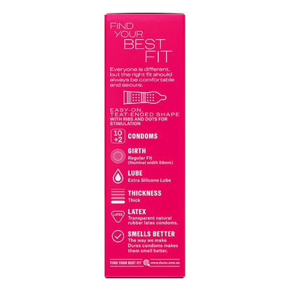 Durex Pleasure Me Ribbed Dotted Latex Condoms 12 Pack