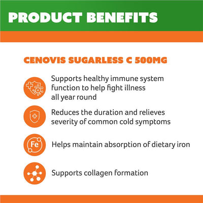 Cenovis Sugarless Vitamin C 500mg Chewable Tablets Orange, 300