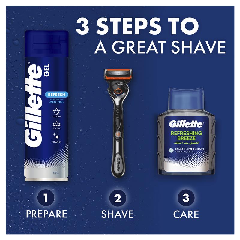 Gillette Refresh Shaving Gel with Menthol 195g – Soothes & Protects