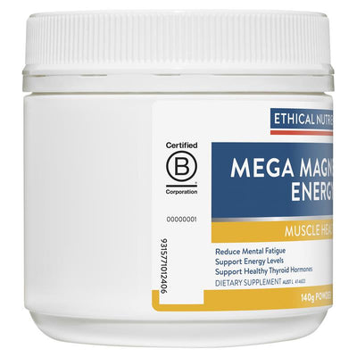 Ethical Nutrients Mega Magnesium Energy Powder 140g, B Vitamins, Rhodiola