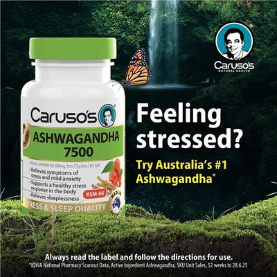 Carusos Ashwagandha 50 Tablets - Natural Stress Relief & Energy Boost