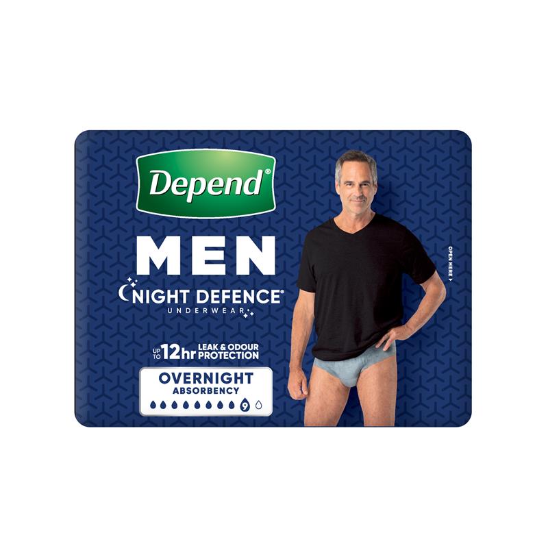 Depend RealFit Night Defense Men's Large Disposable Underwear, 8-Pack