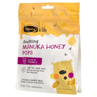 Comvita Children's Lollipops Assorted Flavours 15 Pack - Soothing Manuka Honey Pops