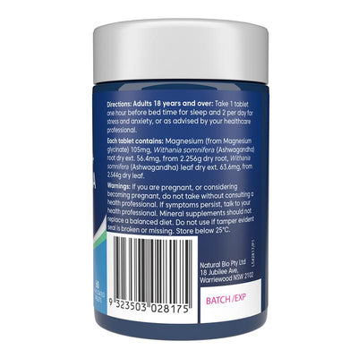 Bioglan Magnesium Glycinate & Ashwagandha Sleep Support 60 Tablets