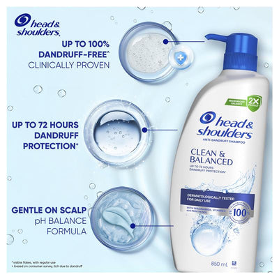 Head & Shoulders Clean & Balanced Anti-Dandruff Shampoo 850ml