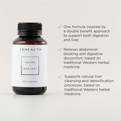 JSHEALTH Detox + Debloat Formula 60 Tablets - Natural Digestive Relief