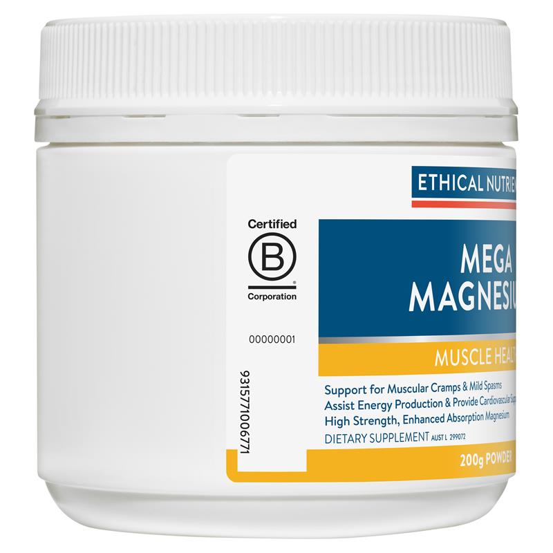 Ethical Nutrients Mega Magnesium 200g Powder - Raspberry Flavor-Auzzi Store