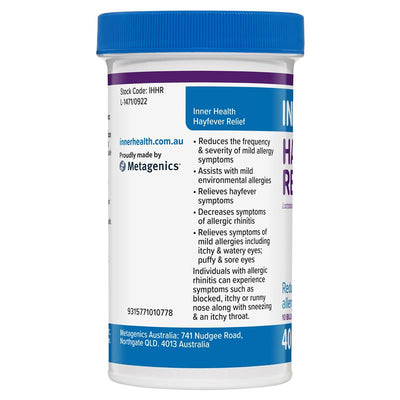 Inner Health Hayfever Relief Probiotic with LP-33® - 40 Capsules