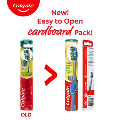 Colgate 360 Advanced Active Plaque Removal Toothbrush - Medium