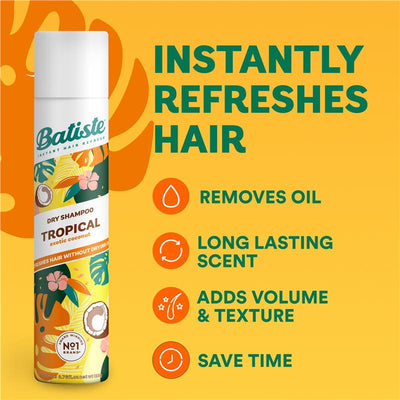 Batiste Tropical Dry Shampoo 350ml - Instant Hair Refresh