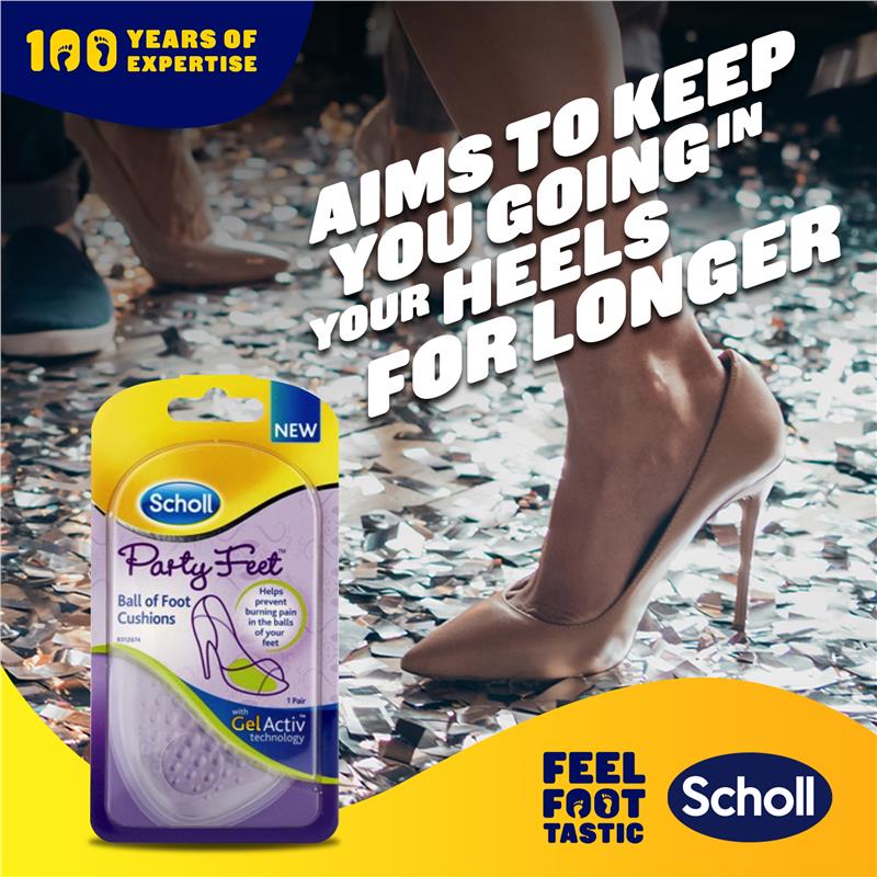 Scholl Party Feet Gel Cushions – Ultra Slim, Invisible Pain Relief, 1 Pair