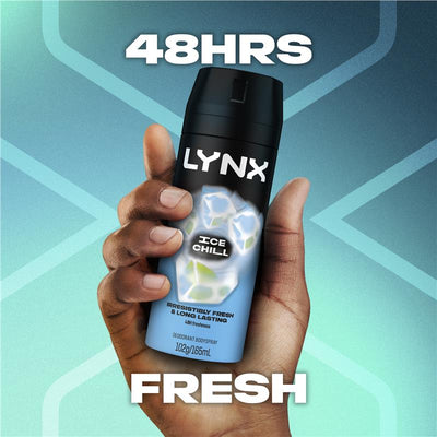 LYNX Ice Chill 165ml Deodorant Spray – 48h Fresh Mint & Lemon