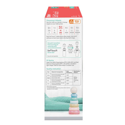 Pigeon SofTouch 240ml PP Bottle Twin Pack - Perfect for 3+ Months
