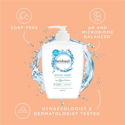 Femfresh Intimate Wash 600mL, pH Balanced, 94% Natural, Daily Use