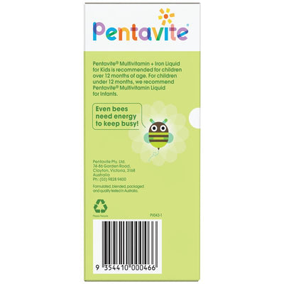 Pentavite Multivitamin + Iron Kids Liquid Lemon Lime 200ml - Essential Nutrients for Growing Kids