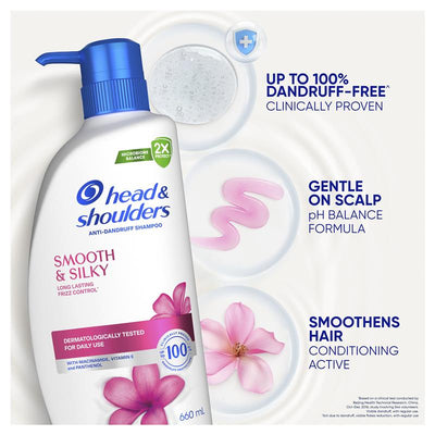 Head & Shoulders Smooth & Silky Shampoo 660ml - For Luxuriously Smooth Hair