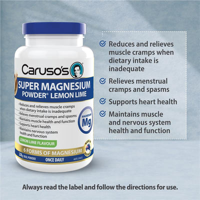 Caruso's Super Magnesium Powder Lemon/Lime 250g - Daily Magnesium Boost
