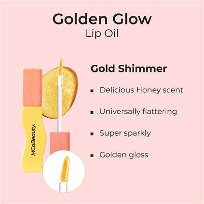 MCoBeauty Golden Glow Lip Oil - Honey Gold Shimmer