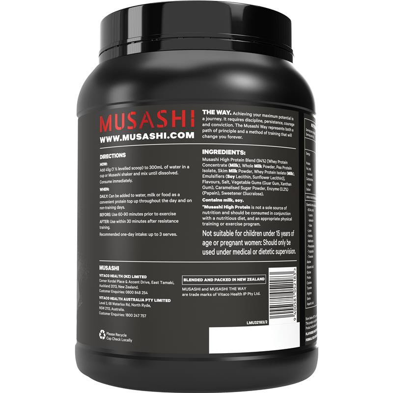 Musashi High Protein Salted Caramel - 900g Multi Source Protein Blend