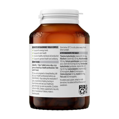 Blackmores Mega B Complex 200 Tablets – High Potency B Vitamins for Energy Support
